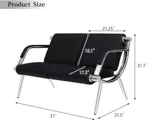 Kinfant Reception Guest Chair 5-Seats PU Leather Bench