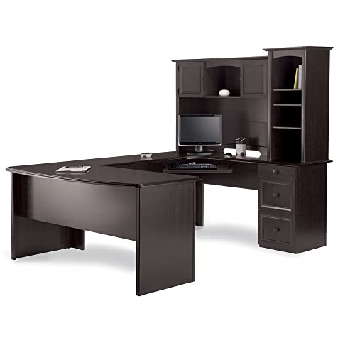 Realspace® Walnut U-Shaped Executive Desk - 65" Wide