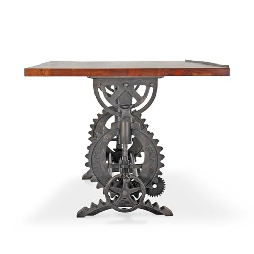 Rustic Deco French Industrial Writing Table Drafting Desk - Sit Stand Adjustable - Tilt Top