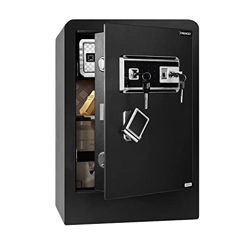 Home Security Safe, ENGiNDOT 2.05 Cubic Feet Large Safe with Quick Access Fingerprint Lock and Touch Screen Keypad, Built-in Secret Hidden Box, Variety of Locking Features Combination- 60B (15.8“ x 13.8” x 23“)
