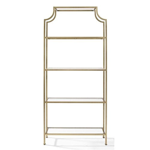 Pemberly Row Glass Bookcase in Antique Gold