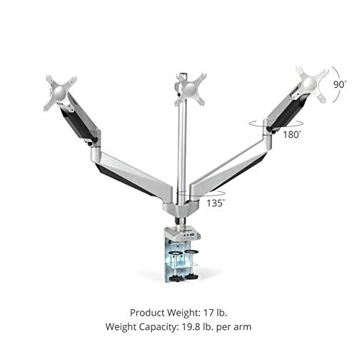 Titan Fitness Triple Monitor Stand, Aluminum Gas Spring Monitor Mount, Fits Three 17 to 27 inch LCD Computer Screens wit