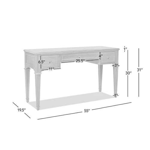 Jennifer Taylor Home Dauphin 55" 3-Drawer Wood Executive Desk, Natural Brown