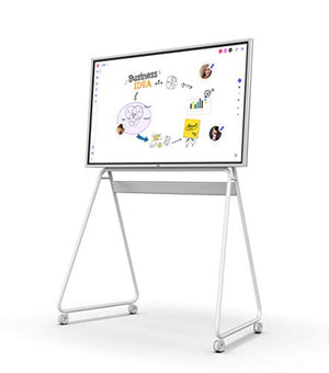 Vibe Interactive Whiteboard Stand, Portable Smart Digital Monitor Holder for 55" Touchscreen Collaboration Smart Whiteboard, on Wheeles (White)