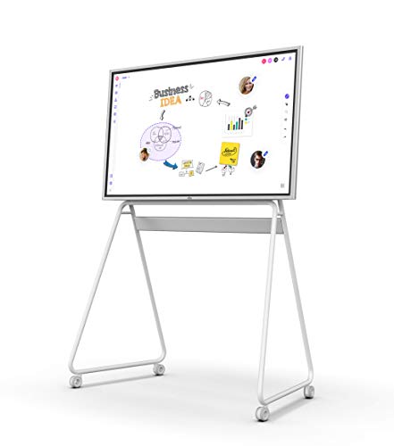 Vibe Interactive Whiteboard Stand, Portable Smart Digital Monitor Holder for 55" Touchscreen Collaboration Smart Whiteboard, on Wheeles (White)