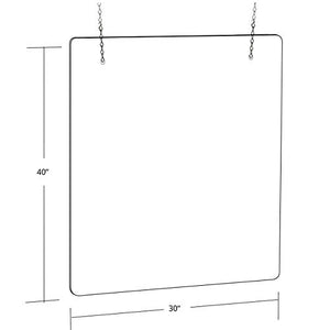 Azar Displays 179966-100 30 in. X 40 in. Clear Hanging Adjustable Cashier Shield, Plexiglass, Sneeze Guard, Acrylic Protective Barrier -Vertical/Horizontal, 2-Pack