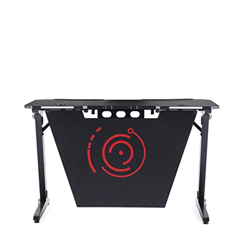 GLCHQ Gaming Desk RGB Led Light PC Computer Gamer Desks Stand Ergonomic Durable Z-Shaped Leg Frame Steel Home Office Workstation Headphone Hook Black