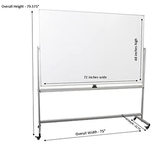 Learniture Double-Sided Mobile Magnetic Markerboard, 6' W x 4' H, White, LNT-RCE-3047-PK-SO