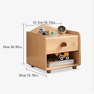 BinOxy Wooden Bedside Table Small Bedroom Storage Cabinet
