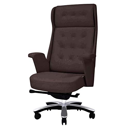 Rockefeller Genuine Leather Aluminum Base High Back Executive Chair - Dark Brown