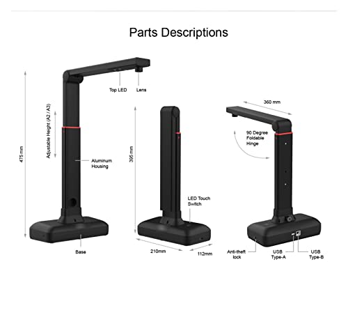 Bevve Smart Document Scanner S21 - A2/A3 Large Format 23MP High Resolution - Auto-Flatten & Multi-Language Support