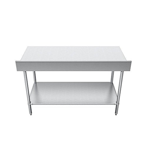 Economy Work Table, Stainless Steel Under Shelf, 2" Backsplash, 96 (L) X 30 (W) X 36 (H) Over All
