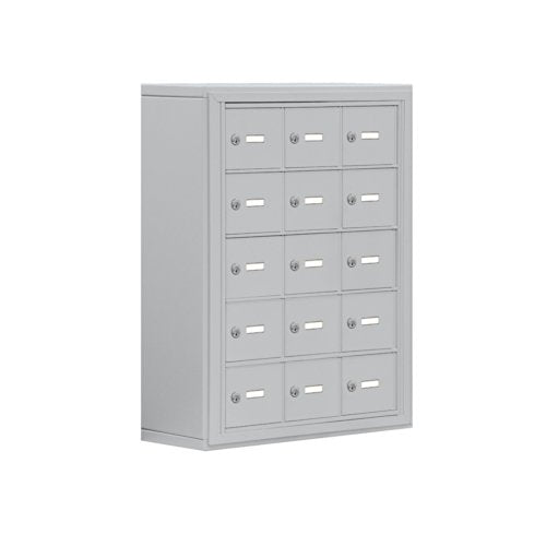 Salsbury Industries Aluminum 5-Door High Surface Mounted Cell Phone Storage Locker Unit with 15 A-Size Doors and Master Keyed Locks