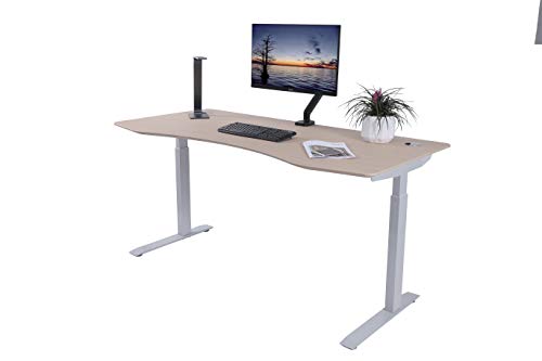 ApexDesk ET60-OAK Elite Series 60" W Electric Height Adjustable Standing Desk, 60" Light Oak Top, White Frame