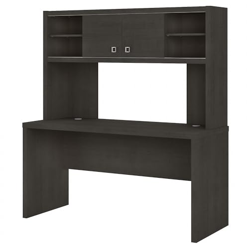 Bush Business Furniture Office by kathy ireland Echo 60-inch W Credenza Desk with Hutch, Charcoal Maple