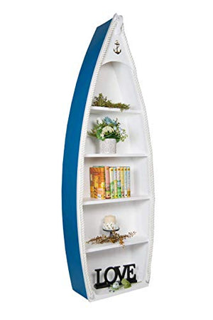 DutchCrafters Coastal Boat Bookcase with Shelves - Bright Blue, Amish Made in USA