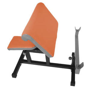 StrengthTech Fitness USA Made Adjustable Arm Preacher Curl Weight Bench | Fitness Gym Quality | Powder Coated Steel | Gray & Orange