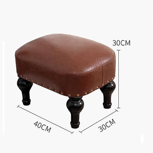 GaRcan Leather Wooden Footstool with Padded Seat