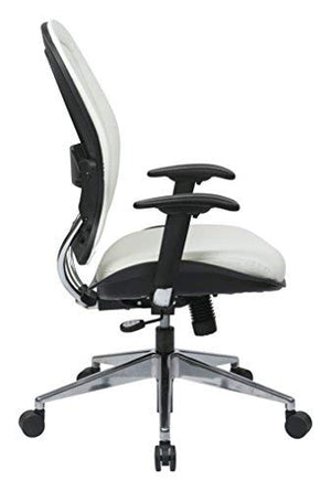 SPACE Seating Vinyl Managers Chair with Chrome Finish Metal Base and Height Adjustable Arms, White