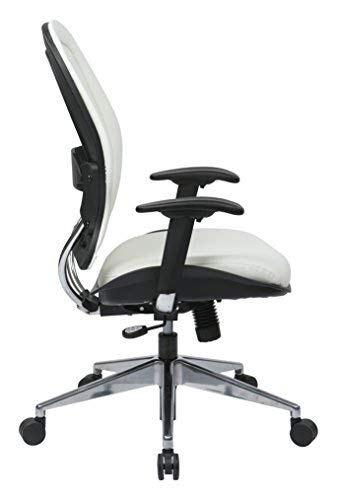 SPACE Seating Vinyl Managers Chair with Chrome Finish Metal Base and Height Adjustable Arms, White