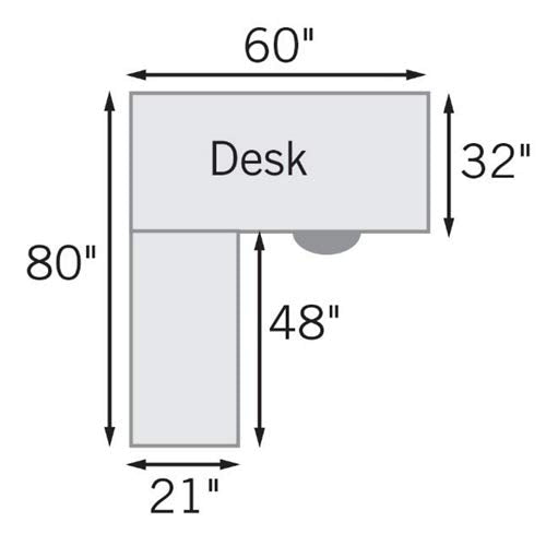NBF Signature Series Urban Reversible L-Shaped Desk - Weathered Walnut Laminate, Black Legs - 60" W x 80" D