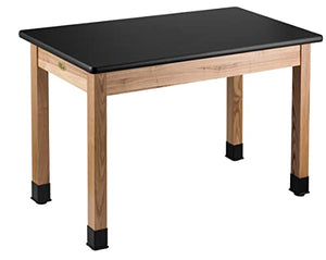 National Public Seating Science Lab Table, 54" L X 30" H, Black Top, Ashwood Legs