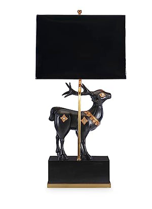 Maitland-Smith Faithful Fawn Sculpture Table Lamp - Black Stone Base with Gold Accent