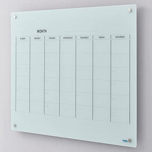 Glass Calendar Whiteboard, Magnetic, White (48"W x 36"H)