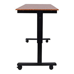 Luxor Furniture Crank Adjustable Stand Up Desk - 59" L x 29.5" W x 29.5" H,Black/Teak