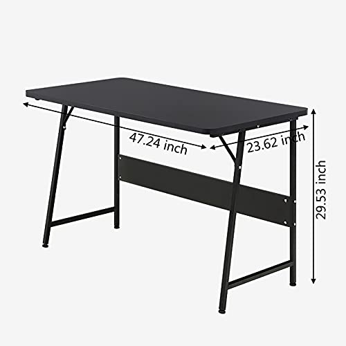 Computer Desk 47.24 inch Modern Sturdy Office Desk PC Laptop Notebook Study Writing Table for Home Office Workstation, Black