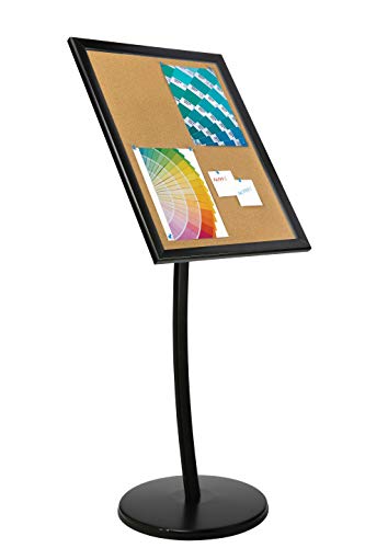 Outdoor Enclosed Advertising Menu Display with Cork Board on Curved Floor Post, Locking, Warranty (22x28, Magnetic)