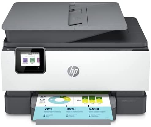 HP OfficeJet 9012e All-in-One Wireless Color Inkjet Printer, 2-Sided Printing Coping and Scaning, 35 Sheets ADF, WiFi USB Bluetooth Connectivity, 4800 x 1200 dpi, Black White, W/Silmarils Cable
