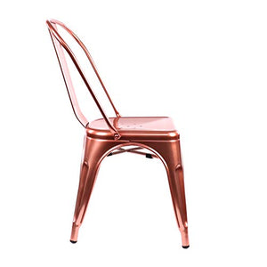 Design Lab MN LS-9000-CRGLD Dreux Restaurant Stackable Steel Side Chair (Set of 4), Metallic Rose Gold