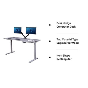 ApexDesk Elite Pro Series Electric Height Adjustable Standing Desk, 71", Grey Top/White Frame