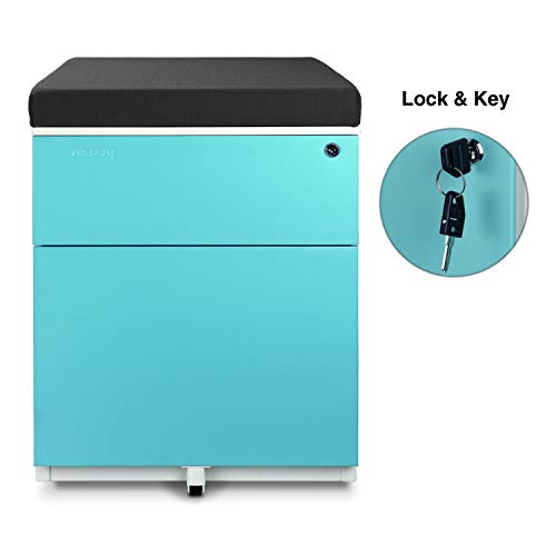 Aurora Modern Soho 2-Drawer Metal File Cabinet with Seat Cushion