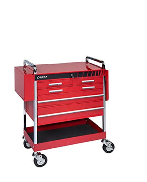 Sunex Tools 8045 Professional 5 Drawer Service Cart with Locking Top- Red