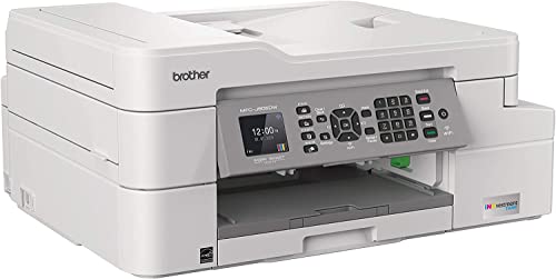 Brother MFC-J805DWA INKvestment Tank All-in-One Wireless Color Inkjet Printer, White - Print Copy Scan Fax - 12 ppm, 6000 x 1200 dpi, Auto 2-Sided Printing, up to 1-Year of Ink in-Box, Printer Cable