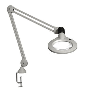 Luxo 18115LG KFM LED Illuminated Magnifier, 45" Arm, 5 Diopter, Edge Clamp, Light Gray