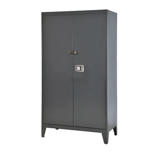 Sandusky Lee XA4D462472-02LH Charcoal 16 Gauge Steel Extra Heavy Duty Storage Cabinet, 600 lb. Per Shelf Capacity, 4 Shelves, 79" Height x 46" Width x 24" Depth