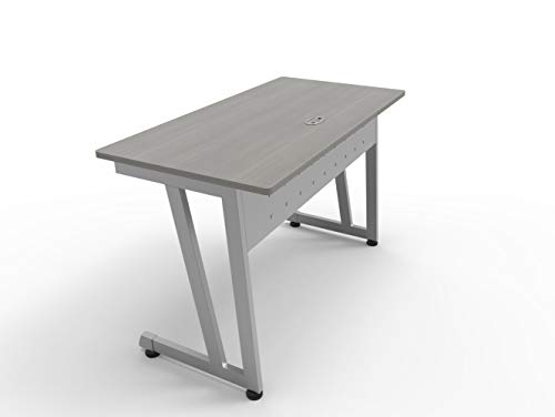 Linea Italia Rectangular Large Easy to Assemble Metal Desk with Wood Top | Computer Table for Home or Office, 48" x 24", Ash