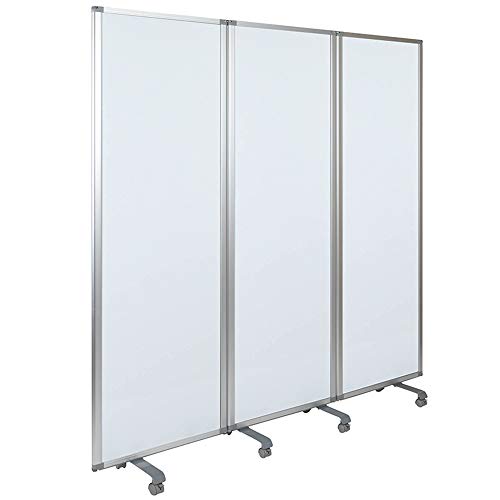 Offex Modern Double Sided Mobile Magnetic Dry Erase Whiteboard Partition Privacy Screen with Dual-Wheel Locking Casters, 72"H x 24"W - White/Gray, Perfect for Office, Classroom or Learning Environment