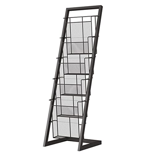 YXXSDP Narrow Vertical Magazine Rack/Brochures Holder - Black Metal Literature Organizer