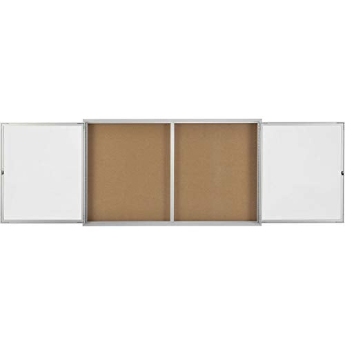 2 Door Enclosed Cork Bulletin Board, 60"W x 36"H