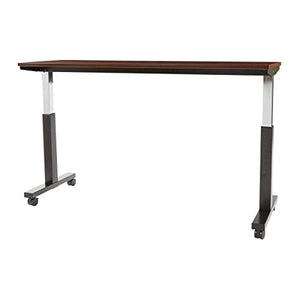 OSP Furniture PHAT2472M3 Pneumatic Height Adjustable Table Mahogany Top with Black Base