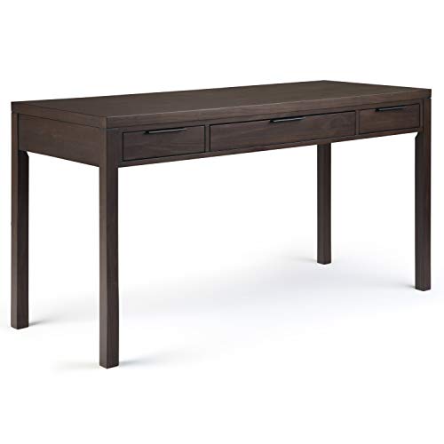 SIMPLIHOME Hollander SOLID WOOD Contemporary Modern 60 inch Wide Home Office Desk, Writing Table, Workstation, Study Table Furniture in Warm Walnut Brown with 2 Drawerss