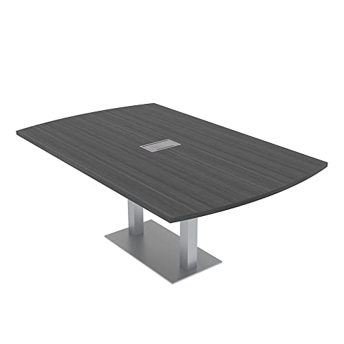 SKUTCHI DESIGNS INC. 6X4 Conference Table with Power and Data | Square Metal Base | Arc Rectangle | Harmony Series | 6 Person Meeting Table | Asian Night