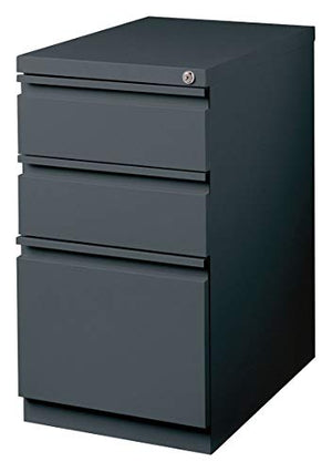 Hirsh Industries Modern Charcoal Deep Metal Mobile Pedestal File 3-Drawer Box/Box