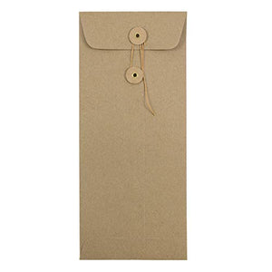 JAM PAPER #10 Business Premium Envelopes with Button and String Closure - 4 1/8 x 9 1/2 - Brown Kraft Paper Bag - Bulk 250/Box