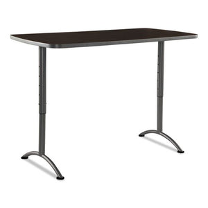 ARC Sit-to-Stand Tables, Rectangular Top, 30w x 60d x 42h, Walnut/Gray, Sold as 1 Each