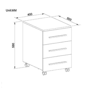 RRH File Cabinet with Lock, 3-Layer Drawer Mobile Office Cabinet, Commercial Storage Cabinet - White